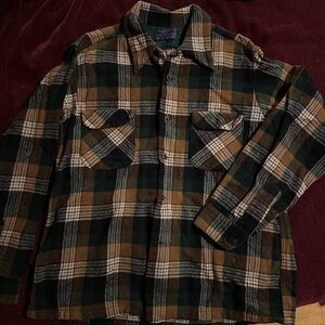 Pendleton Green & Brown Plaid Flannel Shirt